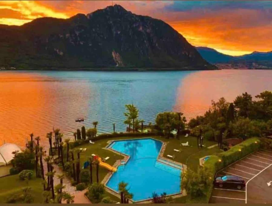 Appartamento Con Piscina E Sauna Bissone Exterior foto
