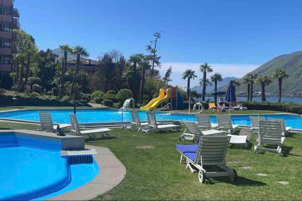 Appartamento Con Piscina E Sauna Bissone Exterior foto